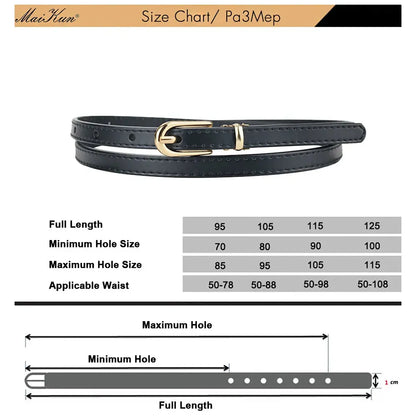 Maikun Women Belts Alloy Pin Buckle Genuine Leather Thin Belt Female Waistband for Jeans Dresses Pants