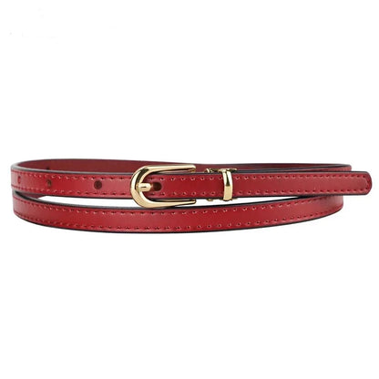 Maikun Women Belts Alloy Pin Buckle Genuine Leather Thin Belt Female Waistband for Jeans Dresses Pants