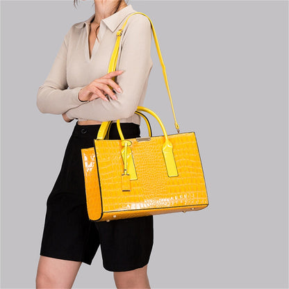 Pantent Leather Women Messenger Bags Crocodile Female Crossbody Shoulder Hand bags For Women 2022 High Quality Ladies Handbags