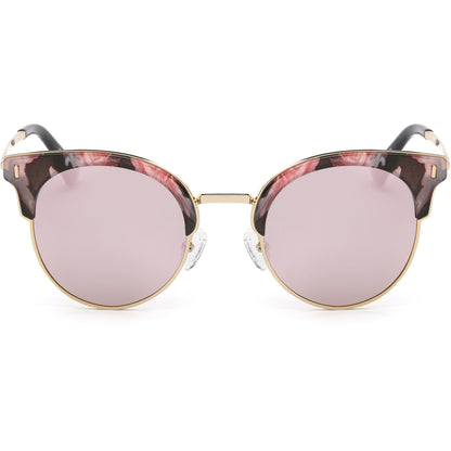 Women Half Frame Round Cat eye Fashion Sunglasses